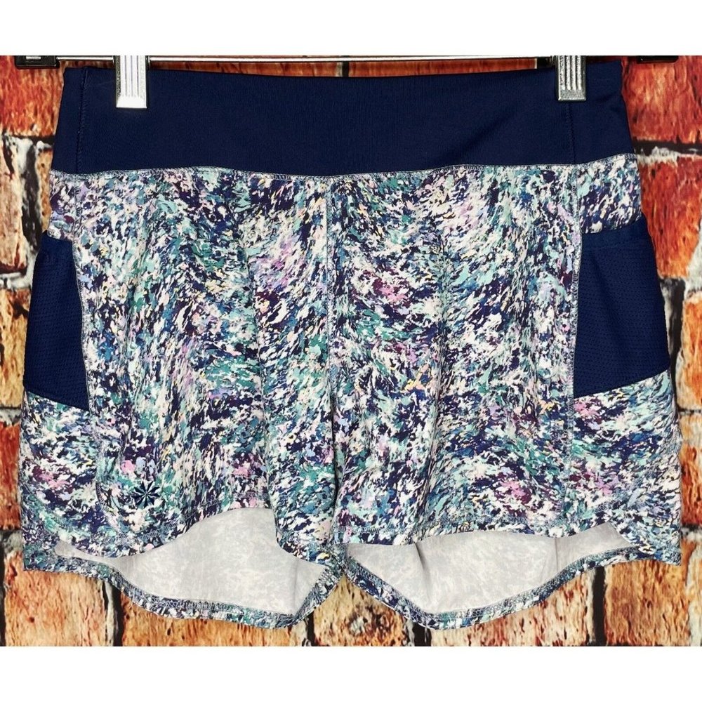 Athleta Girl Record Breaker 3" Shorts Medium 8-10 Side Mesh Pockets Back Zipper